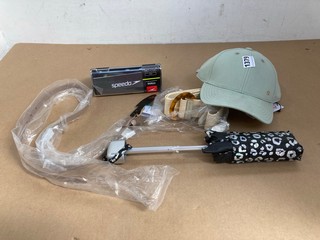 QTY OF ASSORTED WOMENS CLOTHING ACCESSORIES TO INCLUDE JOHN LEWIS & PARTNERS ANYDAY BASEBALL CAP IN GREEN: LOCATION - A7T