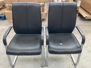 2 X BLACK FAUX LEATHER & CHROME OFFICE CHAIRS: LOCATION - A6