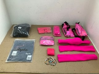 QTY OF ASSORTED CLOTHING TO INCLUDE HOT PINK ACCESSORY SET WITH SWEAT BANDS AND BUMBAG: LOCATION - E5