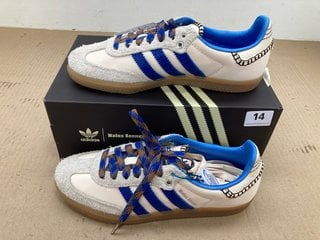 ADIDAS MENS WB NYLON SAMBA LACE UP PUMP TRAINERS IN CREAM/BLUE SIZE: 6 RRP - £195: LOCATION - E0