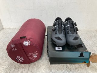 ENVELOPE 250 SLEEPING BAG IN RED TO INCLUDE BOARDMAN CARBON CYCLE SHOES SIZE UK 6: LOCATION - E10