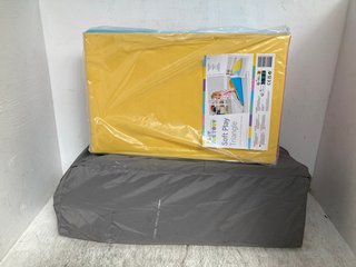 PLAY FACTORY SOFT PLAY TRIANGLE TO INCLUDE TRAVEL COT IN GREY: LOCATION - E11