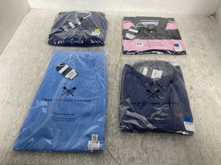 4 X ASSORTED CREW CLOTHING COMPANY CLOTHES TO INCLUDE HERITAGE STRIPE POLO IN NAVY/PINK SIZE M: LOCATION - E12