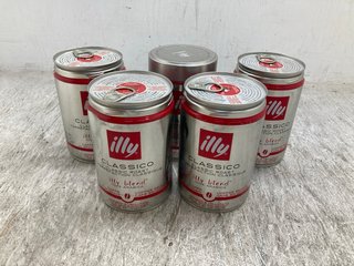 5 X ILLY CLASSICO CLASSIC ROAST COFFEE GROUNDS - BBE: 03.2026: LOCATION - E14