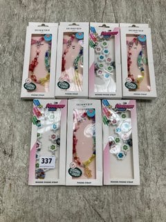 7 X SKINNY DIP PHONE STRAPS TO INCLUDE CARE BEARS RAINBOW STRAP: LOCATION - E17