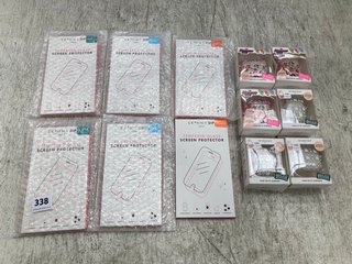 QTY OF ASSORTED TECH ACCESSORIES TO INCLUDE SKINNY DIP SCREEN PROTECTOR FOR IPHONE 12/12 PRO: LOCATION - E17