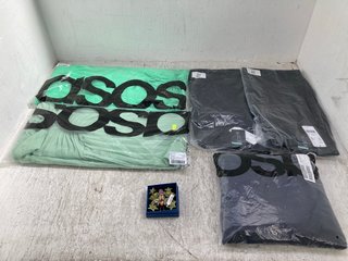 6 X ASSORTED CLOTHING AND ACCESSORIES TO INCLUDE ASOS DESIGN CAMI STRAPPY MIDI SKATER DRESS WITH GODET IN BRIGHT GREEN SIZE UK 18: LOCATION - E18