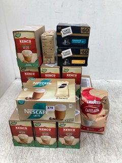 QTY OF ASSORTED COFFEE ITEMS TO INCLUDE QTY OF KENCO OAT LATTE PLANT BASED COFFEE SACHETS BB: 12/25: LOCATION - F17