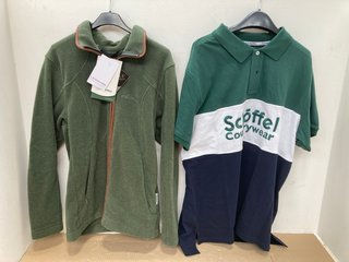 SCHOFFEL EXETER HERITAGE POLO SHIRT IN GREEN/NAVY SIZE: XL TO INCLUDE SCHOFFEL BURLEY FLEECE JACKET IN CEDAR GREEN SIZE: 10 COMBINED RRP - £250: LOCATION - E1