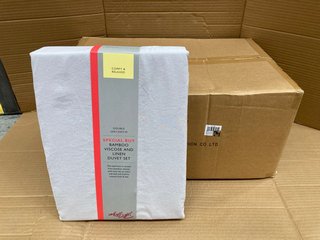 BOX OF JOHN LEWIS AND PARTNERS DOUBLE SIZE COMFY AND RELAXED BAMBOO VISCOSE AND LINEN DUVET SETS IN GREY RRP - £630: LOCATION - F11