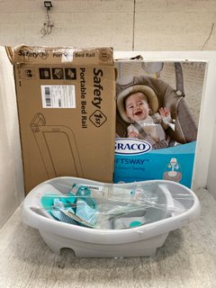 3 X ASSORTED BABY ITEMS TO INCLUDE GRACO SOFT SWAY 2-IN-1 SMART SWING IN STARLIGHT: LOCATION - E2