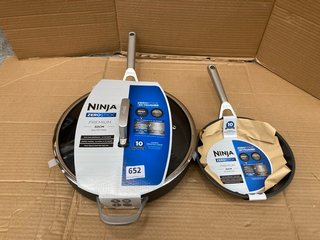 2 X ASSORTED SIZED NINJA NON STICK FRYING PANS: LOCATION - F2