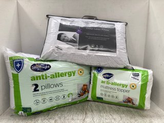 3 X ASSORTED BEDDING TO INCLUDE SILENT NIGHT ANTI ALLERGY MATTRESS TOPPER SIZE DOUBLE: LOCATION - E3