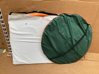 2 X POP UP TENTS IN GREEN AND ORANGE: LOCATION - F1