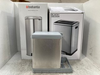 3 X HOUSEHOLD BINS TO INCLUDE BRABANTIA NEWICON PEDAL BIN 30L IN SOFT BEIGE: LOCATION - E3