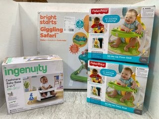 4 X ASSORTED BABY ITEMS TO INCLUDE BRIGHT STARTS GIGGLING SAFARI BABY WALKER: LOCATION - E3