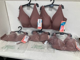 5 X SLOGGI WOMENS ZERO FEEL SOFT BRAS IN BURGUNDY IN VARIOUS SIZES RRP - £200: LOCATION - G0