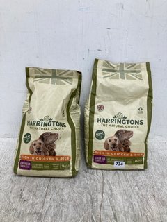 2 X HARRINGTONS CHICKEN AND RICE SENIOR DOG COMPLETE DRY DOG FOOD 2KG: LOCATION - G2