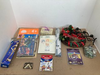 QTY OF ASSORTED ART AND CRAFT ITEMS TO INCLUDE MAKE YOUR OWN NATIVITY SCENE , MAMAS AND PAPAS NURSERY TIDY: LOCATION - G2