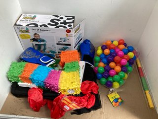 QTY OF ASSORTED ITEMS TO INCLUDE PACK OF 100 MULTICOLOUR PLAY BALLS: LOCATION - G21