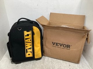 DEWALT HARD/SOFT SHELL LOGO PRINT BACKPACK TO INCLUDE VEVOR RETRACTABLE HOSE REEL: LOCATION - G5