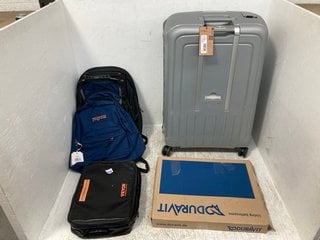 QTY OF ASSORTED ITEMS TO INCLUDE JANSPORT CANVAS BACKPACK IN NAVY , DURAVIT TOILET SEAT REPLACEMENT: LOCATION - G6