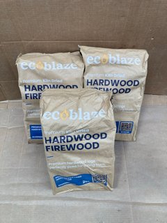 3 X COBLAZE HARDWOOD FIREWOOD 20L PACKS: LOCATION - G8