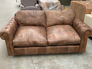 HAMMERSMITH 2 SEATER SOFA BED IN VINTAGE BROWN LEATHER - RRP £3799: LOCATION - B4