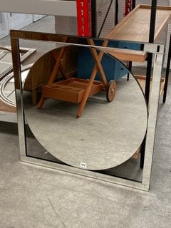 MODERN CONTEMPORARY STYLE CIRCULAR WALL MIRROR WITH SQUARE FRAME IN BEVELLED EDGE DESIGN: LOCATION - BR1