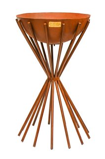 OUTDOOR TALL METAL DAKOTA FIREBOWL IN RUST H65CM W38CM - RRP £300: LOCATION - A7