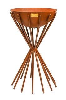 OUTDOOR TALL METAL DAKOTA FIREBOWL IN RUST H65CM W38CM - RRP £300: LOCATION - A9