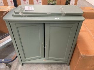 JOHN LEWIS & PARTNERS PORTSMAN DOUBLE TOWEL STORAGE CUPBOARD IN SAGE GREEN FINISH: LOCATION - A10