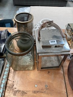 (COLLECTION ONLY) QTY OF ASSORTED HOMEWARE TO INCLUDE SQUARE STYLE LANTERN IN SILVER PLATE AND CLEAR GLASS DESIGN: LOCATION - D7