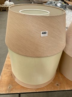 3 X ASSORTED DRUM STYLE LAMP SHADES IN NATURAL FINISH: LOCATION - D7