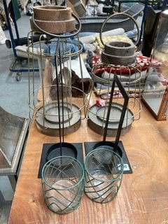 (COLLECTION ONLY) QTY OF ASSORTED HOMEWARE TO INCLUDE LARGE VINTAGE MINERS STYLE LANTERN IN NATURAL AND METAL FINISH: LOCATION - D7