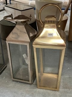 (COLLECTION ONLY) 2 X ASSORTED VINTAGE STYLE LANTERNS IN BRASS AND SILVER PLATE FINISH: LOCATION - D7