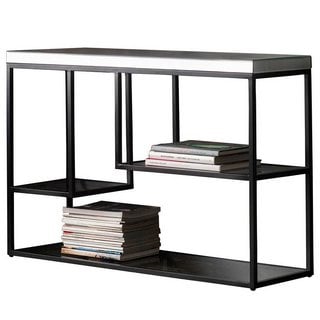 GALLERY INTERIORS PIPPARD MIRRORED TOP CONSOLE TABLE IN BLACK FINISH: LOCATION - B7