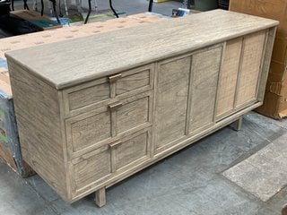 GALLERY INTERIORS KYOTO 3 DRAWER 2 DOOR SIDEBOARD IN GREY WASHED ASH FINISH: LOCATION - B7