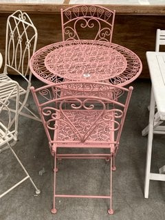 BRINDISI 2 SEATER METAL GARDEN BISTRO SET IN CORAL - RRP £249: LOCATION - B2