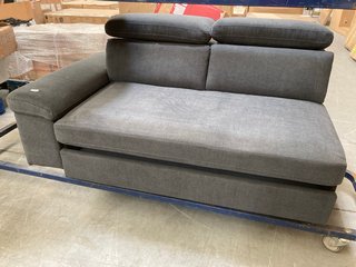 PARTIAL 2 SEATER PULL OUT GUEST BED SOFA SECTION IN SLATE GREY FABRIC: LOCATION - A6