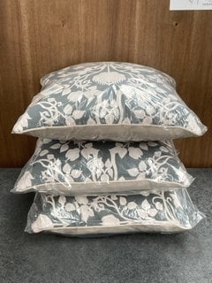 3 X KILBURN & SCOTT PURE LUXURY CIRSIUM CUSHIONS IN GREEN/NATURAL FLORAL DESIGN: LOCATION - BR6