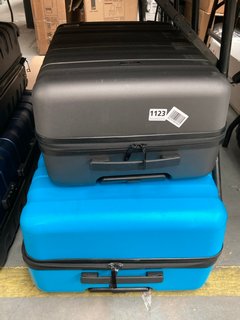 JOHN LEWIS & PARTNERS ANYDAY HARDSIDE SUITCASES IN GREY AND BABY BLUE - SIZES L - M: LOCATION - CT8