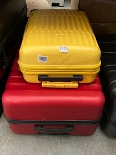 JOHN LEWIS & PARTNERS ANYDAY HARDSIDE SUITCASES IN YELLOW AND RED - SIZE M - S: LOCATION - CT8