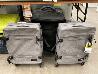 2 X EASTPAK TRANSIT SMALL CABIN CASES IN GREY TO INCLUDE JOHN LEWIS & PARTNERS WHEELED TRAVEL BAG IN BLACK: LOCATION - DT7