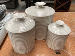 3 X SOPHIE CONRAN PORTMEIRION STORAGE JARS IN SIZES S - M - L: LOCATION - DT7