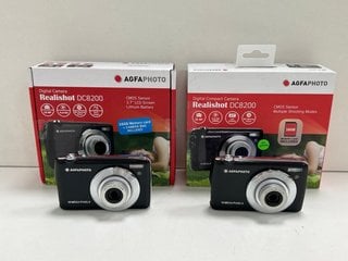 2X AGFAPHOTO REALISHOT DC8200 DIGITAL CAMERAS IN BLACK: MODEL NO CDOE3 (WITH BOX & ALL ACCESSORIES) [JPTM121914]. THIS PRODUCT IS FULLY FUNCTIONAL AND IS PART OF OUR PREMIUM TECH AND ELECTRONICS RANG