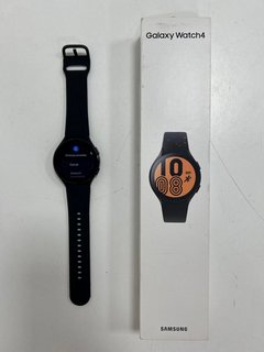 SAMSUNG GALAXY WATCH 4 44MM LTE SMARTWATCH IN BLACK: MODEL NO SM-R875F (WITH BOX & CHARGER CABLE, MINOR COSMETIC IMPERFECTIONS ON WATCH FACE) [JPTM121939]. THIS PRODUCT IS FULLY FUNCTIONAL AND IS PAR