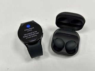 SAMSUNG GALAXY WATCH 6 40MM SMARTWATCH IN BLACK: MODEL NO SM-R930 (WITH CHARGER CABLES & SPARE EAR TIPS, TO INCLUDE SAMSUNG GALAXY BUDS PRO 2) [JPTM121870]. THIS PRODUCT IS FULLY FUNCTIONAL AND IS PA