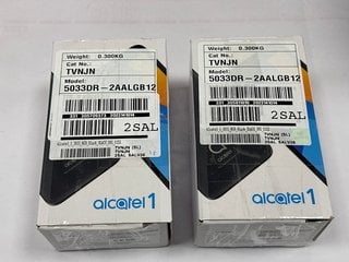 2 X TCL- ALCATEL 1 8 GB SMARTPHONE (ORIGINAL RRP - £90) IN VOLCANO BLACK: MODEL NO 5033D (WITH BOX & ALL ACCESSORIES) [JPTM121883]. THIS PRODUCT IS FULLY FUNCTIONAL AND IS PART OF OUR PREMIUM TECH AN