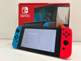 NINTENDO SWITCH 32 GB GAMES CONSOLE IN NEON BLUE & NEON RED: MODEL NO HAC-001(-01, WITH BOX & ALL ACCESSORIES, MINOR COSMETIC IMPERFECTIONS) [JPTM121860]. THIS PRODUCT IS FULLY FUNCTIONAL AND IS PART